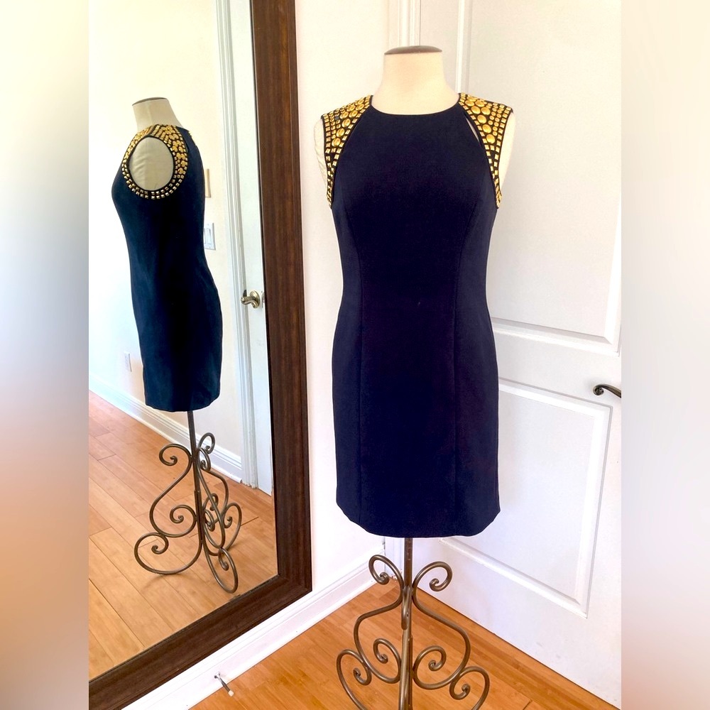 Michael Kors Black Dress with Gold Studs
